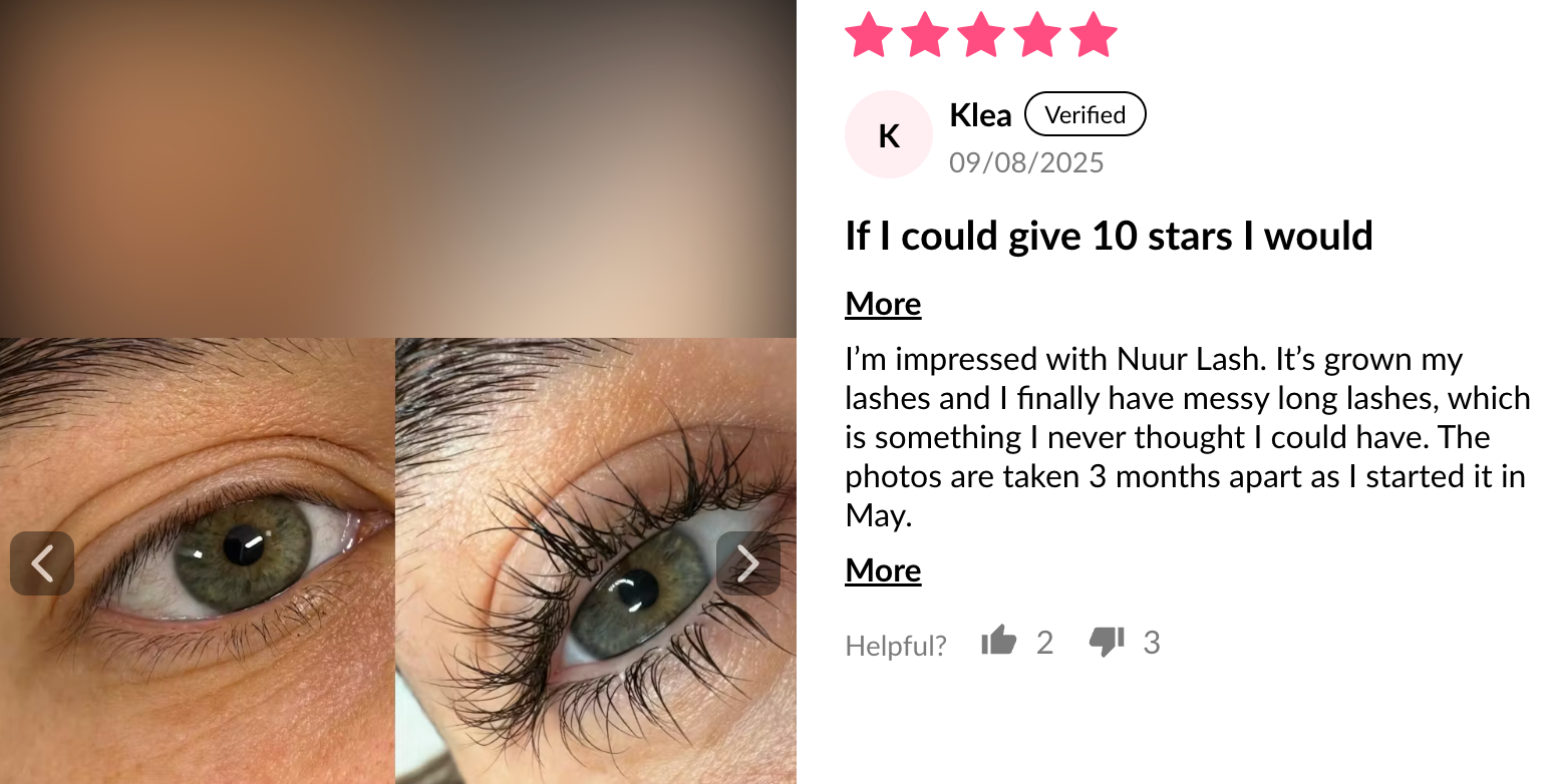 Nuur Lash Serum 1 year supply